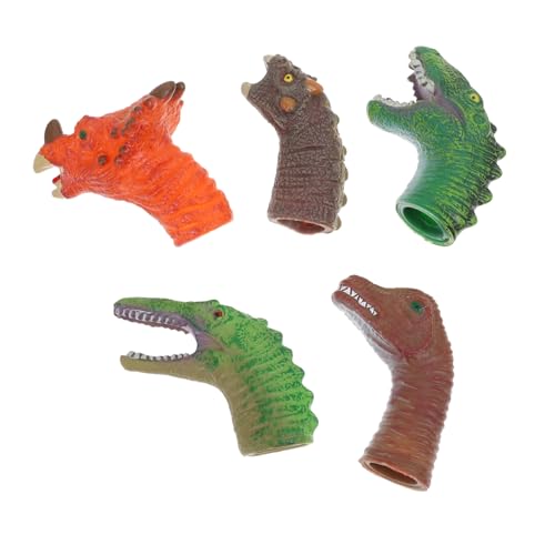 VICASKY 5 Stück Dinosaurier -Kopfpuppe Handpuppe Kinderhandspielzeug Mini-Fingerpuppen Daumen Dinosaurierpuppe Dinosaurier-Fingerpuppen beruhigendes Plastik von VICASKY