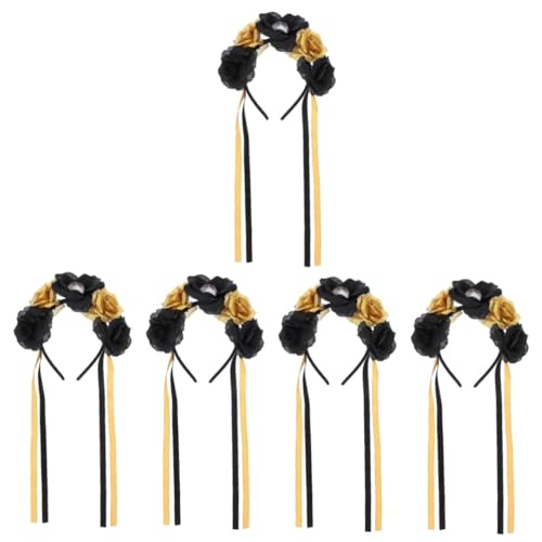 VICASKY 5 Stück Halloween Haarschmuck Haarreif mit Goldenen Rosen Tag der Toten Karneval Stirnband für Damen und Bräute Party Kostüm VICASKY 5 Stück Halloween Haarschmuck Haarreif mit Goldenen Rosen Tag der Toten Karneval Stirnband für Damen und Bräute Party Kostüm von VICASKY