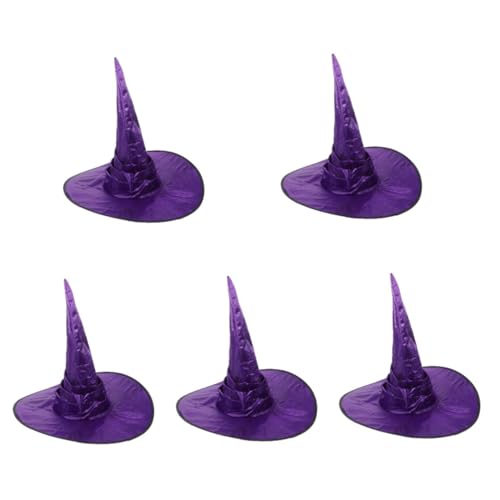 VICASKY 5 Stück Halloween Hexenhut Damen Leichtes Komfortables Cosplay Partyhut aus Weichem Klassische Hexenmütze für Kostüm und Themenfeste Dekoratives Accessoire für Frauen von VICASKY