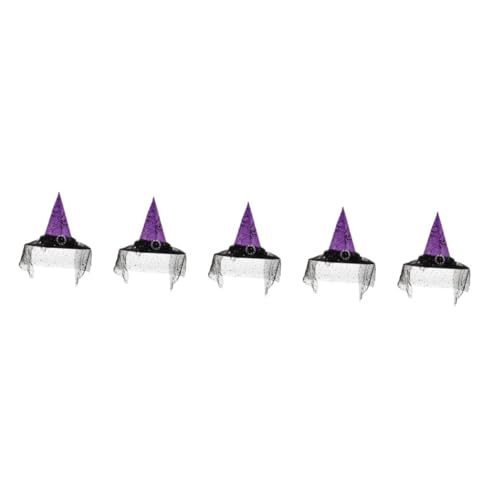 VICASKY 5 Stück Halloween Party Hexenhut Damen mit Spitze und Schleier Kreatives Hexenkostüm Zubehör für Halloween und Themenpartys Leicht und Komfortabel Auffälliges Cosplay Accessoire von VICASKY