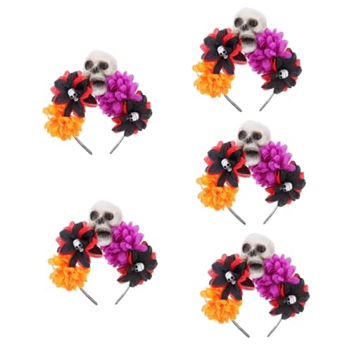 VICASKY 5 Stück Halloween Schädel Haarreif mit Künstlichen Rosen Modischer Kopfschmuck für Damen Vielseitiges Festival Stirnband für Halloween Karneval Maskerade und Kostümparty VICASKY 5 Stück Halloween Schädel Haarreif mit Künstlichen Rosen Modischer Kopfschmuck für Damen Vielseitiges Festival Stirnband für Halloween Karneval Maskerade und Kostümparty von VICASKY