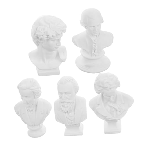 VICASKY 5 Stück Klassische Mini-Musiker-statuen, Kunstharz-büstenskulpturen Für Den Schreibtisch Und Puppenhaus-Dekoration, Gips-Figur VICASKY 5 Stück Klassische Mini-Musiker-statuen, Kunstharz-büstenskulpturen Für Den Schreibtisch Und Puppenhaus-Dekoration, Gips-Figur von VICASKY