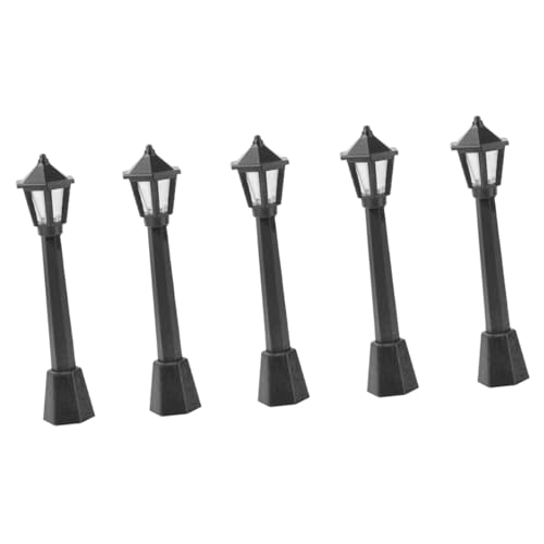 VICASKY 5 Stück Mikro-landschaftsverzierung Solarleuchten Außenzaun Mikrolandschaftsornament Mini-straßenlaterne Befestigung Miniatur-straßenlaternen Straßenlaterne Lampe Black Harz. von VICASKY