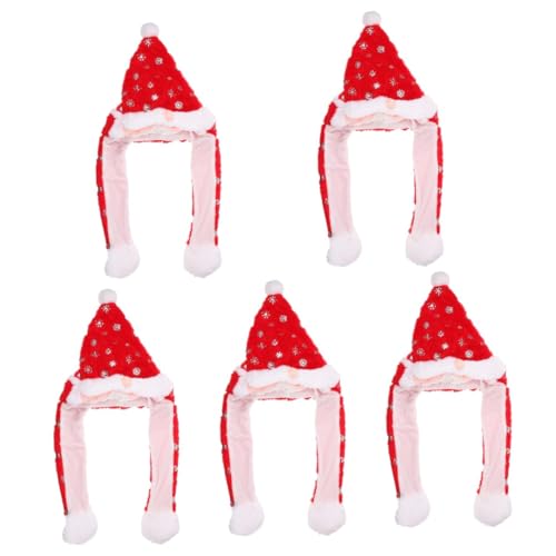 VICASKY 5 Stück Plüschmütze mit Beweglichen Ohren Witzige Weihnachtsmütze Kuschelkapuze für Party Karneval Halloween Winterfest Geeignet von VICASKY