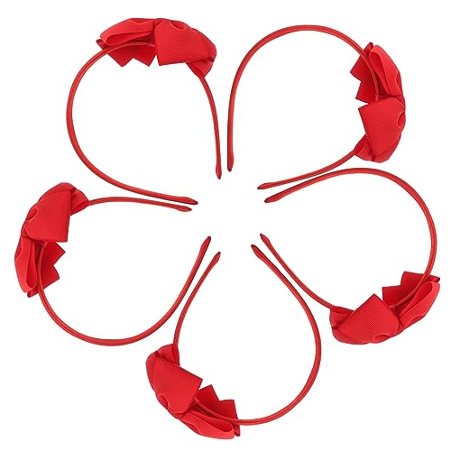 VICASKY 5 Stück Schleife Stirnband Haarklammern Für Kleinkinder Kopfbedeckungen Schleife Haarspange Kind Rot Stirnbänder Girlande Bands Geripptes Stirnband Aus Polyester Rot von VICASKY