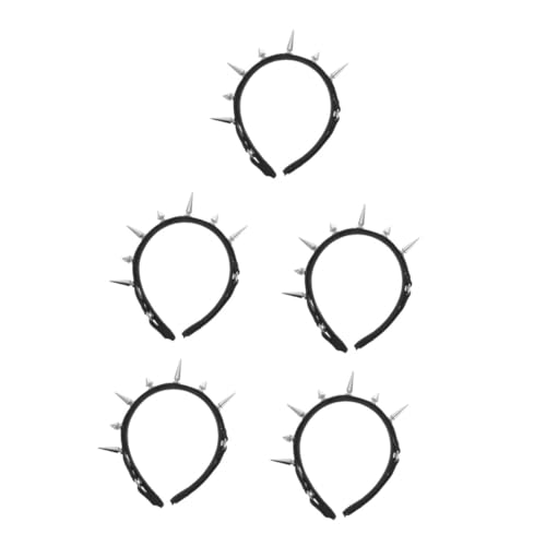 VICASKY 5 Stück Schwarzes Punk Stirnband mit Metallnieten Robustes Bequemes Haarband Vielseitiges Gothic Accessoire für Halloween Steampunk Kostümparty Damen und Herren von VICASKY