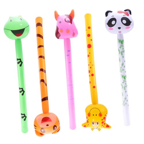 VICASKY 5 Stück Teiliges Aufblasbare PVC Tier Spielzeuge für Bunte Lange Stäbe Sicher und Schnell Aufblasbar für Partydekoration und Spielerisches Lernen von VICASKY