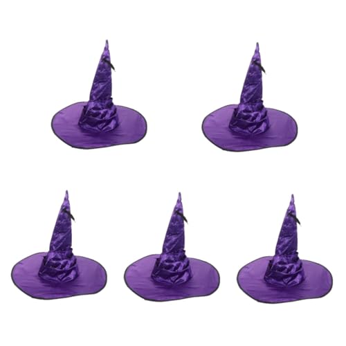 VICASKY 5 Stück Teiliges Halloween Hexenhut Fledermaus Design Falten Hexenhut Cosplay Zubehör Dekorativer Partyhut für Frauen für Kostüm und Halloween Feiern von VICASKY