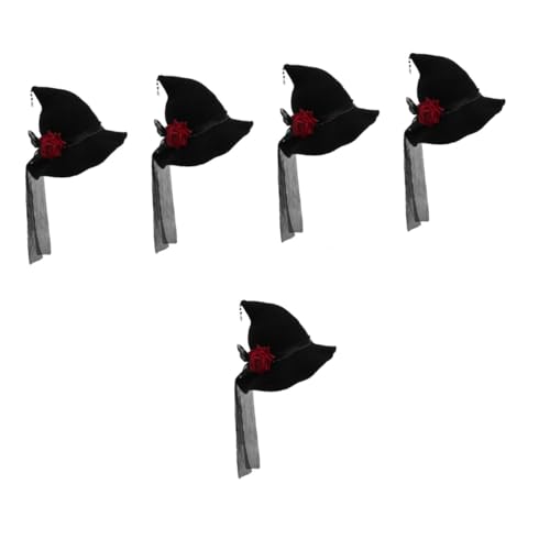 VICASKY 5 Stück Teiliges Hexenhut mit Schleifen und Rosen Dekor Schwarzer Schillernder Cosplay Hexenhut für Damen zulaufender Halloween Partyhut Leicht und Elegant für Kostüm und Maskerade VICASKY 5 Stück Teiliges Hexenhut mit Schleifen und Rosen Dekor Schwarzer Schillernder Cosplay Hexenhut für Damen zulaufender Halloween Partyhut Leicht und Elegant für Kostüm und Maskerade von VICASKY
