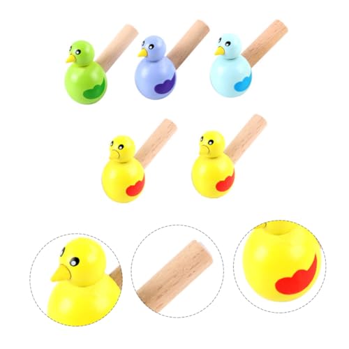 VICASKY 5 Stück Teiliges Holzpfeifen Bunte Cartoon vogelpfeifen Sicher und Edukativ Musikalisches Lernspielzeug für Mädchen und Jungen Fördert Aufmerksamkeit und Zufällige Zufällige Farbe von VICASKY