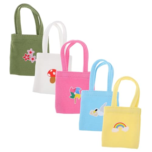 VICASKY 5 Stück Teiliges Mini Canvas Handtaschen für Puppen Bunte Kleine Schultertaschen Vielseitige Miniatur-Taschen für Puppenhaus-zubehör Geschenkidee für Sammler VICASKY 5 Stück Teiliges Mini Canvas Handtaschen für Puppen Bunte Kleine Schultertaschen Vielseitige Miniatur-Taschen für Puppenhaus-zubehör Geschenkidee für Sammler von VICASKY