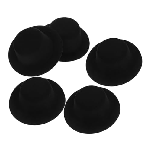 VICASKY 5 Stück Teiliges Miniatur Strohhut Kleine Dekorative Hüte für DIY Bastelprojekte Puppenhäuser Haarschmuck und Raumdekoration Handliche Mini Hüte für Kreative Bastelideen Schwarz von VICASKY