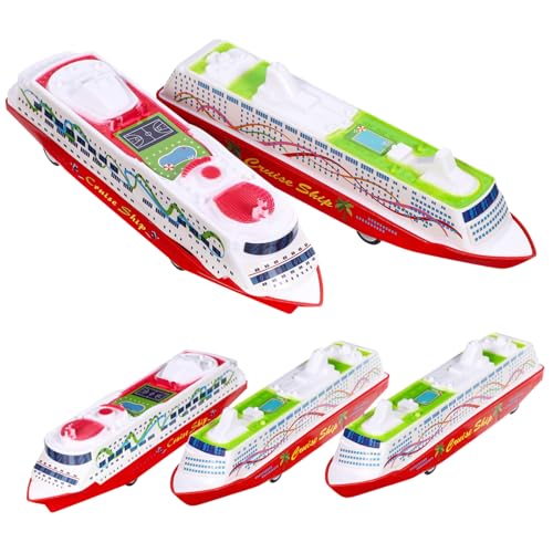 VICASKY 5 Stück Teiliges Steamship Modellspielzeug Pull-Back Funktion Realistische Gliding Spielzeuge für Stabile Abs-ausführung Sichere Simulation von Dampfschiffen Zufälliger Stil von VICASKY