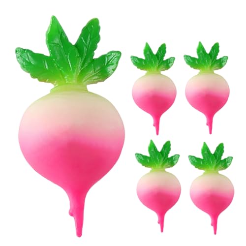 VICASKY 5 Stück simuliertes Gemüse Simulationsgemüse künstliche Radieschen künstlicher Rettich gefälschtes Gemüse Deko Gemüse künstliches gemüse Rettich aus Kunstharz Rettich-Ornament Rosa von VICASKY