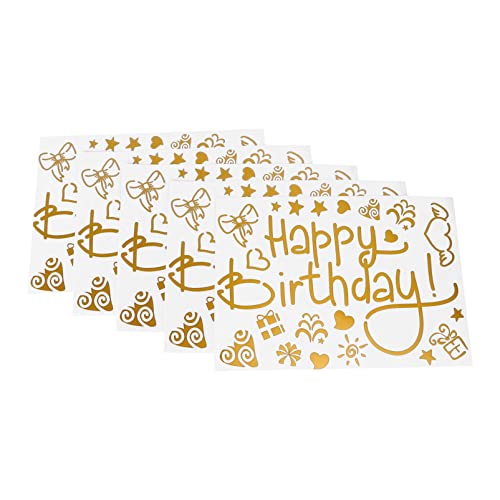 VICASKY 5 Stücke Ballonaufkleber Dekorative Abziehbilder Aufkleber Für Geburtstagsfeiern Ballonzubehör Wandaufkleber Schmuck Party-Aufkleber Ballon-Aufkleber Plastik Golden von VICASKY