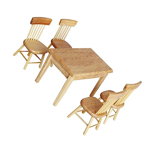 VICASKY 5-teiliges Mini-puppenhausmöbel-Set Esstisch Und Stuhl-Set Aus Eichenholz Realistische Miniatur-raumdekoration Spielhaus-zubehör Für Kinder VICASKY 5-teiliges Mini-puppenhausmöbel-Set Esstisch Und Stuhl-Set Aus Eichenholz Realistische Miniatur-raumdekoration Spielhaus-zubehör Für Kinder von VICASKY
