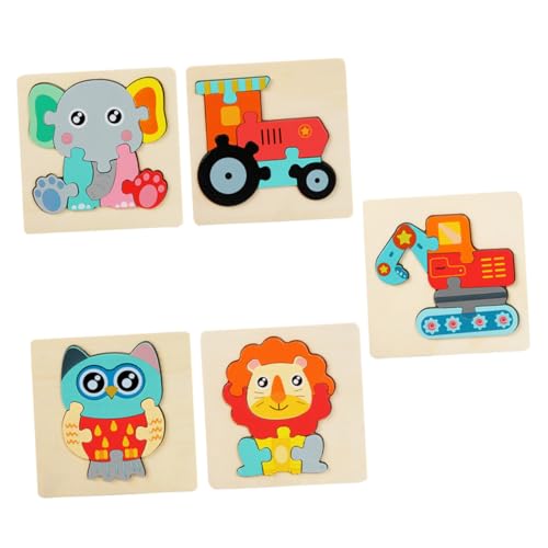 VICASKY 5 Teiliges Tier Puzzle Für Die Früherziehung Für Kleinkinder Bausteine Tierblöcke Babyblöcke Tier Matching Puzzle Autospiele Kleinkindblöcke Puzzles Aus Holz von VICASKY