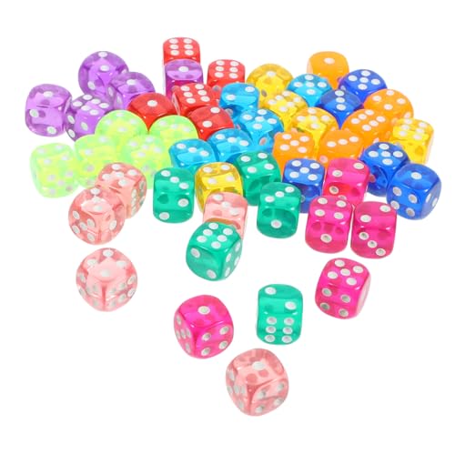VICASKY 50 Stück Farbige Würfel Partywürfel polyedrische Würfel Unterhaltungswürfel Spiel Würfel Brettspiele Würfel Standard-Spielwürfel Bunte Würfel mehrseitige Würfel Acryl von VICASKY