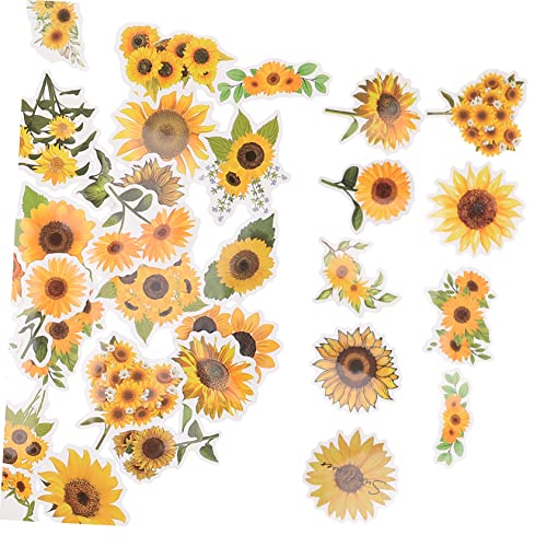 VICASKY 50 Stück Sonnenblumenaufkleber Computeraufkleber Ästhetische Aufkleber Telefon Aufkleber Laptop-Aufkleber Auto Aufkleber Sonnenblumenabziehbilder Aufkleber Für Helme Papier Yellow von VICASKY