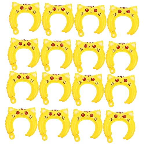 VICASKY 50 Stück Stirnband Aluminiumfolie Ballon Ballons Mit Zootieren Tierisches Aufblasbares Haarband Geburtstagsballons Männer Katzenballon Aufblasbare Partyartikel Ballonpumpe Yellow von VICASKY