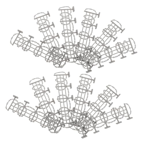 VICASKY 50 Stück Teiliges Miniatur Zaunset aus Silbernem Draht Detailreiches Militärzaun für Vielseitig für Große Armee szenen Dekorativer Gartenzaun Bauernhof Grenzspielzeug von VICASKY