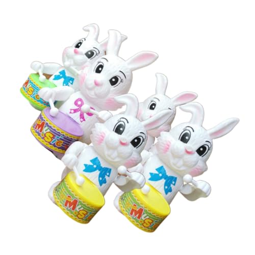 VICASKY 5St Hasen-Aufziehspielzeug jugueten Laufendes Tierspielzeug Kaninchenspielzeug Spielzeug für Kinder Hasenspielzeug Haargummis Uhrwerk Hase Aufziehpuppen die Trommel Schlagen von VICASKY