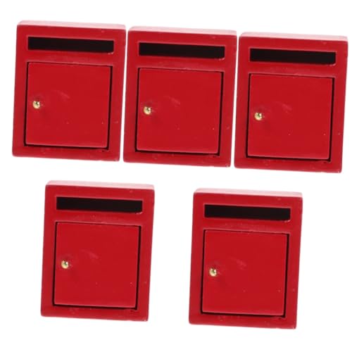 VICASKY 5St Mini-Puppenhaus-Briefkasten Miniatures miniaturmodelle Möbel Postfach im Mikro-Landschaftsformat winziges Figurendekor hölzern Ornamente Kleines schmücken Zubehör rot von VICASKY