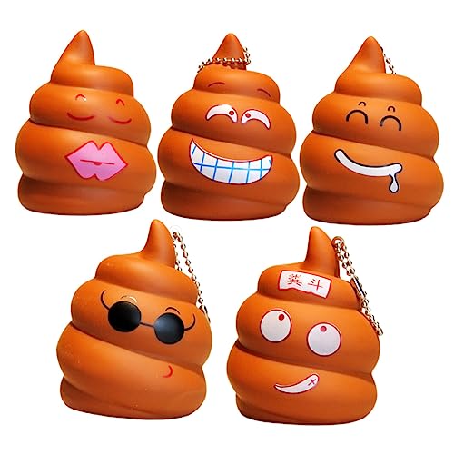 VICASKY 5St Schlüsselanhänger Funny Toys Fun Toy car Keychain Neuheit Autoschlüsselhalter Poo Puppe Schlüsselanhänger Kotspielzeug Witz Streich PVC-Weichkleber Brown von VICASKY