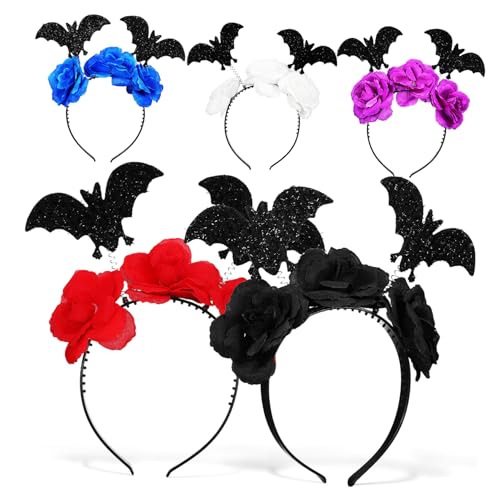 VICASKY 5St halloween kopfschmuck halloween kopfbedeckung faschingkostüme Kinderparty Haarreifen Maske Fledermaus Haarband Gesicht Halloween-Stirnbänder für Halloween-Haarband Stoff von VICASKY