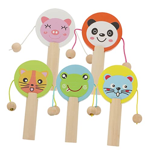 VICASKY 5Stücke Holzrassel Für Kleinkinder Pädagogisches Puzzle Und Musikinstrument Für Alter Von Jahren Karikatur Orff Instrumente von VICASKY