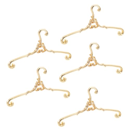 VICASKY 5Stücke Kleiderbügel aus Puppen Zubehör für Puppenschränke Robust und Stabil für Organisation von Puppenkleidung Goldfarbe von VICASKY
