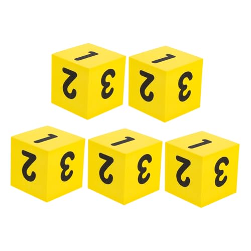 VICASKY 5st Bunte Schaumstoffwürfel Brettspiel Kleine Würfelstütze Outdoor-würfel Partywürfel Party-würfel-Dekoration Würfelspiel Trinken Tragbare Würfel Zahlenwürfel Eva Yellow von VICASKY