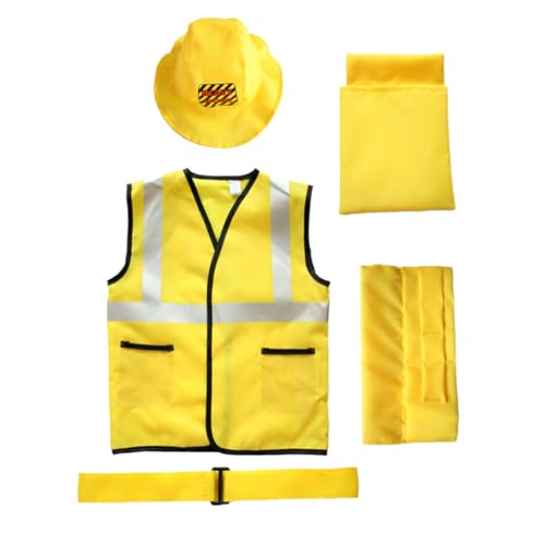 VICASKY Kinder Bauarbeiter Kostüm 5 Stücke Kinder Cosplay Anzug Geburtstag Party Halloween Weihnachten von VICASKY