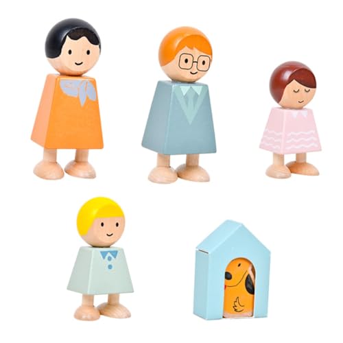 VICASKY 5St Figuren bausteine Erkenntnis-Spielzeug Familienfiguren aus Holz Spielzeuge Puppenhaus aus Holz Kognitionsspielzeug familiäre Beziehungsblockaden hölzern Blöcke Modul vorgeben von VICASKY
