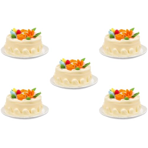 VICASKY 5St Mini-Cupcakes -Puppenhaus-Spielessen lebensechtes Lebensmittelspielzeug fotozubehör Fotografie zubehör Miniforce-Spielzeuge Retro-Spielzeug Mini-Kuchendekor Vanille von VICASKY
