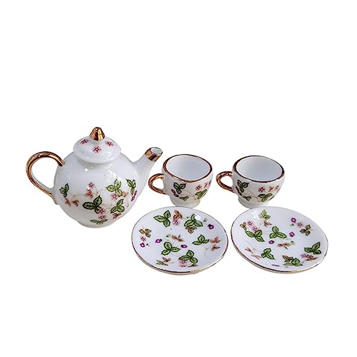 VICASKY 5st Mini-teeset Miniaturszenengeschirr Miniaturmodell Miniaturgeschirr Mini-geschirrmodell Mini-küchengeschirr Teetassen-Modell Mini-küchenzubehör Miniatur-geschirrhandwerk Keramik von VICASKY