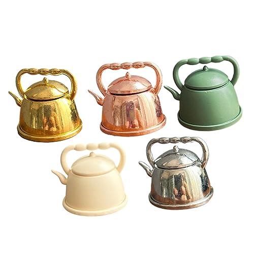 VICASKY 5st Wassertopf Modell Tragbarer Wasserkocher Simulation Mini-wasserkocher Kleiner Wassertopf Vorgeben, Wasserkocher Zu Puppenhaus -Accessoire Mini-Sachen Legierung von VICASKY