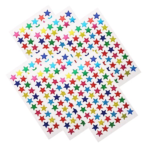 VICASKY 6 Blätter Pentagramm-Aufkleber Partyartikel Liefert Mehrfarbige Sternaufkleber Dekorationsaufkleber Holografische Sternaufkleber Zarte Sternaufkleber Lehrerbedarf Colorful Papier von VICASKY