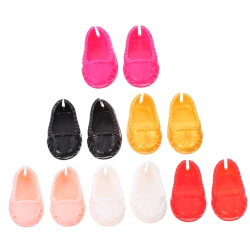 VICASKY 6 Paare Puppenschuhe Miniatur Doll House Supplies Modische Flache Farbenfrohe Schuhe für Spielzeugpuppen Zubehör für Puppenbekleidung für Sammler von VICASKY