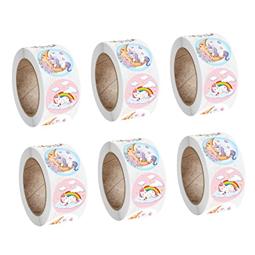 VICASKY 6 Rollen Einhorn-Siegel dartscheibe mitgebsel Sticker leimfalle Unicorn Stickers Decor Selbstklebender Aufkleber Aufkleber selbstklebendes Papier von VICASKY