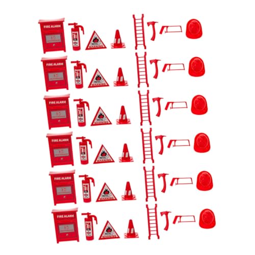 VICASKY 6 Sätze Feuerwerkzeugmodell Feuerwehrauto Modell Feuerlöscher-Ornament Spielhausdekoration Mini-Feuerlöscher-Modell Puppenhaus-Feuerlöscher Feuerlöscher-Spritzer- Plastik von VICASKY