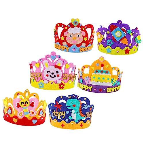 VICASKY Geburtstagskronen-hut-set Für Kinder 6-teiliges Set Lustige Kopfbedeckungen Für Jungen Und Mädchen Zufälliger Stil von VICASKY