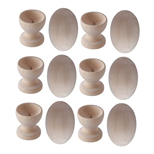 VICASKY 6 Sets Eierablage Ornamente Kinderspielzeug Ornamente Für Simulationseier Osterfest Ei Osterei Dekorationsset Künstliche Eier DIY Kunsthandwerk Aus Holz Khaki VICASKY 6 Sets Eierablage Ornamente Kinderspielzeug Ornamente Für Simulationseier Osterfest Ei Osterei Dekorationsset Künstliche Eier DIY Kunsthandwerk Aus Holz Khaki von VICASKY