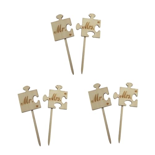 VICASKY 6 Stck. Hochzeitstorte Topper Jubiläumskuchentopper Holzkuchen -top Kuchendeckel Geburtstagstorte Topper Bambus von VICASKY