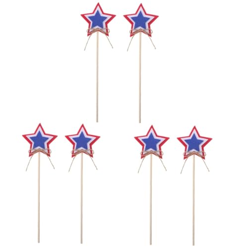 VICASKY 6 Stck. Teiliges Independence Day Holzstäbe mit Stern Amerikanische Flagge Patriotische Party Dekoration Leicht und Tragbar Geeignet für Innen und Außenbereich Cosplay VICASKY 6 Stck. Teiliges Independence Day Holzstäbe mit Stern Amerikanische Flagge Patriotische Party Dekoration Leicht und Tragbar Geeignet für Innen und Außenbereich Cosplay von VICASKY