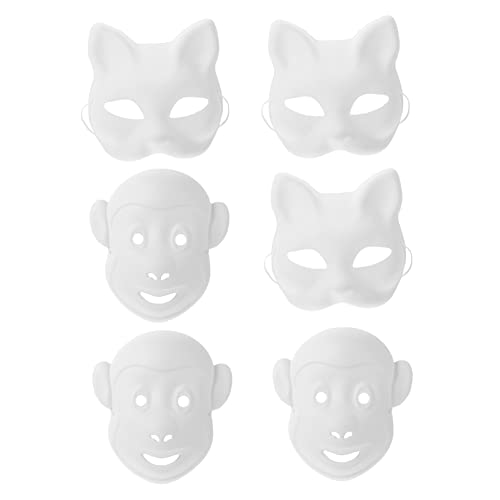 VICASKY 6 Stk DIY-Maske Maskerade Cosplay-Masken japanische Maske kinder bastelset basteln für kinder Kleidung Partymasken selber machen Party-Maske Handbuch Zellstoff Kunsthandwerk Tier von VICASKY
