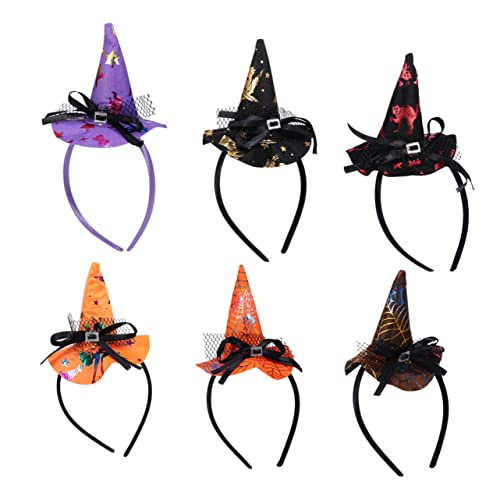 VICASKY 6 Stk Halloween-Hexenhut-Stirnband Teufel Kopfschmuck Kopf Haken haarreif halloween haarreifen halloween Halloween-Party-Stirnbänder Kostüm Hexenhut Stirnband Stoff (Polyester) von VICASKY