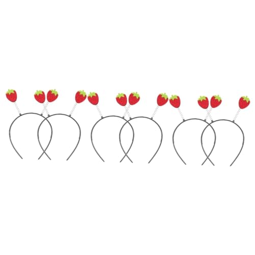 VICASKY 6 Stück Erdbeer Stirnband für Weiches Kopfschmuck Accessoire Fruchtiges Design für Karneval Kostüm Party Mädchen Kopfbedeckung Süßes Haarband für Fest und Alltag von VICASKY