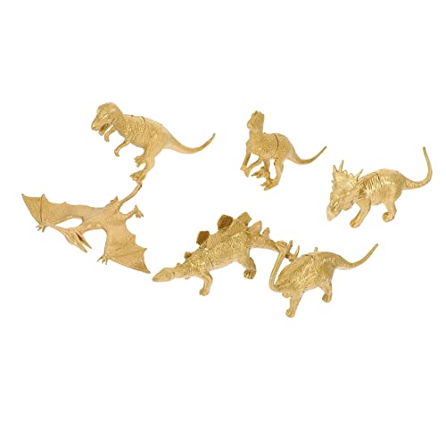 VICASKY 6 Stück Goldenes Dinosauriermodell Goldene Dinosaurier Goldener Dinosaurier Figuren Haushaltsverzierung Dinosaurier Handwerk Lebendiges Dinosaurierhandwerk Plastik von VICASKY