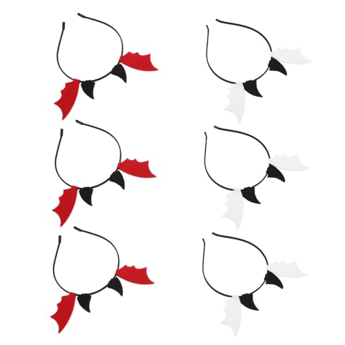 VICASKY 6 Stück Halloween-Kopfschmuck Vampir-Stirnband Halloween-Cosplay-Kostüm fledermaus kostüm frauen Teufel Cosplay Stirnband Fledermaushaarreifen Fledermaus Haarreifen Plastik von VICASKY